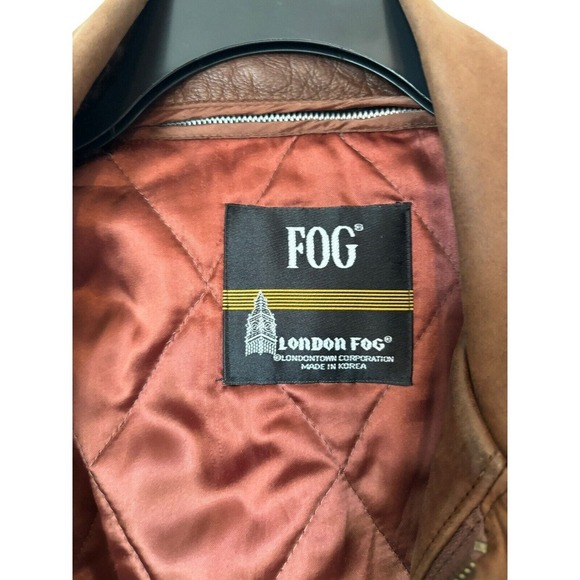 Vintage London Fog Brown Leather Bomber Aviator ZIPPER QUILTED LIN Jacket XL - Picture 3 of 12